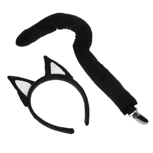 DEARMAMY 1 Satz Welpenkopfschmuckset hundeschwanz verkleidung Hund Cosplay Zubehör Hund Tierische Verkleidung Niedliche Hundeverkleidung Haarband Hundeohren und Schwanzkostüm Plastik Black von DEARMAMY