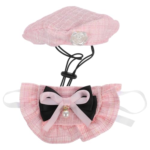 DEARMAMY 1 Set Haustier-geburtstagskostüm-zubehör: Hundebaskenmütze für Kleine Hunde Und Katzen – Französisches Künstler- Und Bandana-schal-Set – Weihnachtsfoto-Requisiten von DEARMAMY