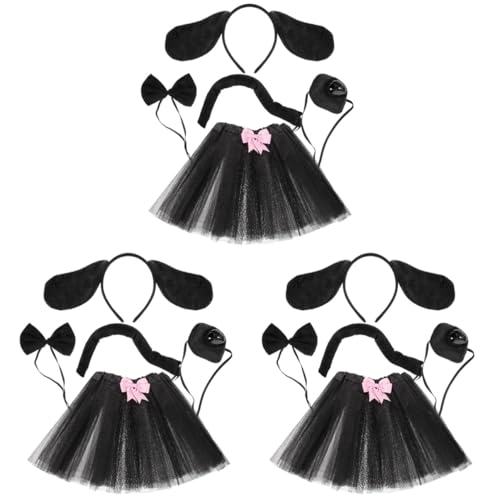 DEARMAMY 3 Sätze Schwarzer Welpen-Tutu-Anzug seidenband bandfeile ziehschleifenband Hundeohren Kostümset Hündchen Kostüm Cosplay-Hundekostüm Stirnband für Welpenohren Stoff Black DEARMAMY 3 Sätze Schwarzer Welpen-Tutu-Anzug seidenband bandfeile ziehschleifenband Hundeohren Kostümset Hündchen Kostüm Cosplay-Hundekostüm Stirnband für Welpenohren Stoff Black von DEARMAMY