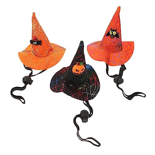 DEARMAMY 3stücke Teiliges Verstellbare Hexenhüte Für Haustiere Halloween Kostüm Für Katzen Und Hunde Atmungsaktiv Für Partys Und Festliche Anlässe Mit Klassischem Spinnen Kürbis Und von DEARMAMY