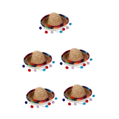 DEARMAMY 5st Mexikanischer Hut Tag des Toten Hutes Sombrero Partyhut Katzenkostüme Nur Für Katzen Mexikanisches Kostüm Mexikanische Partyhüte Mexikanischer Hund Kostüm Hundemützen Polyester von DEARMAMY