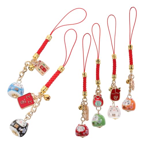 DEARMAMY 6stücke Teiliges Glückskatze Schlüsselanhänger Japanische Maneki Neko Dekoration Für Schlüssel Taschen Handy Für Katzenliebhaber von DEARMAMY