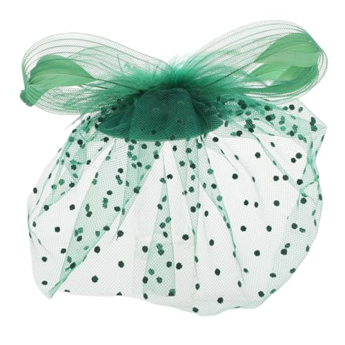 DEARMAMY Brauthut Teepartyhüte Für Frauen Tea-Party-hüte Haarnadel Fascinator-Hut Mit Breiter Krempe Schleier Haardekoration Retro -brauthaarverzierung Tea Party Brautzubehör Stoff Green von DEARMAMY