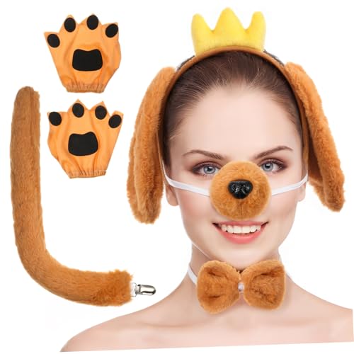 DEARMAMY Hundekostüm Set mit Ohren Nase und Pfotenhandschuhen Verstellbares Kostümzubehör für Partys Cosplay und Fotografie für Kreative Ausdrucksformen DEARMAMY Hundekostüm Set mit Ohren Nase und Pfotenhandschuhen Verstellbares Kostümzubehör für Partys Cosplay und Fotografie für Kreative Ausdrucksformen von DEARMAMY