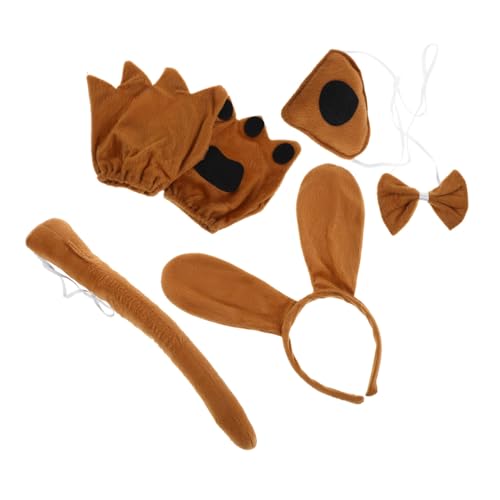 DEARMAMY Puppy Kostüm für Weichem Atmungsaktivem Material Niedliche Hundeband Ohr Headband Fliege Pfotenhandschuhe und Nase für Rollenspiele Halloween und Kostümpartys von DEARMAMY