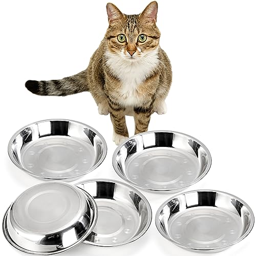 DEAYOU Katzennäpfe aus Edelstahl, 19,6 cm, Metall, Katzenfutter und Wassernapf, 473 ml, einfacher Futternapf für Kätzchen, Welpen, breiter, Flacher Ersatznapf für Hunde, erhöhter Ständer von DEAYOU