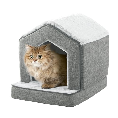 DEBANG HOME Orthopädische Katzenhäuser für Hauskatzen, kleine Hunde, superweiche Katzenbetthöhle, Höhle, Würfel, Katzenversteck, überdacht, Katzenbett für Kätzchen, kleine, mittelgroße und große DEBANG HOME Orthopädische Katzenhäuser für Hauskatzen, kleine Hunde, superweiche Katzenbetthöhle, Höhle, Würfel, Katzenversteck, überdacht, Katzenbett für Kätzchen, kleine, mittelgroße und große von DEBANG HOME