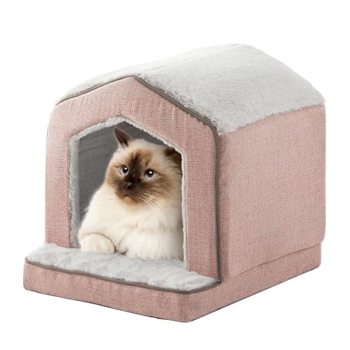 DEBANG HOME Orthopädische Katzenhäuser für Hauskatzen, kleine Hunde, superweiche Katzenbetthöhle, Höhle, Würfel, Katzenversteck, überdacht, Katzenbett für Kätzchen, kleine, mittelgroße und große DEBANG HOME Orthopädische Katzenhäuser für Hauskatzen, kleine Hunde, superweiche Katzenbetthöhle, Höhle, Würfel, Katzenversteck, überdacht, Katzenbett für Kätzchen, kleine, mittelgroße und große von DEBANG HOME