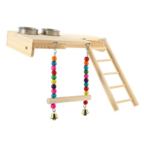 DECHOUS 1Satz Bird Perch Platform with Ladder Training Stand for Parrots and Small Birds Chew Toy for Birdcages Bird Playground Accessory von DECHOUS