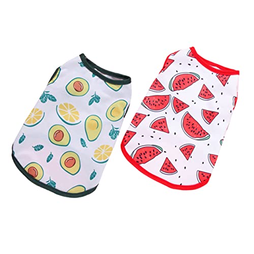 DECHOUS 2 Stück Atmungsaktive Hundeshirts Ärmellose Sommerwesten für Hunde Katzen Haustierbekleidung für Heiße Bequem und Langlebig Xs Avocado Wassermelone von DECHOUS