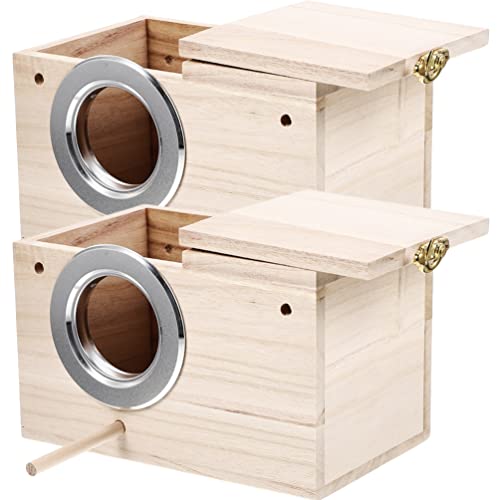 DECHOUS Garten Dekorative Vogel 2 Stücke Holz Sittich Nistkästen Einfach-Reinigung Deckel DECHOUS Garten Dekorative Vogel 2 Stücke Holz Sittich Nistkästen Einfach-Reinigung Deckel von DECHOUS