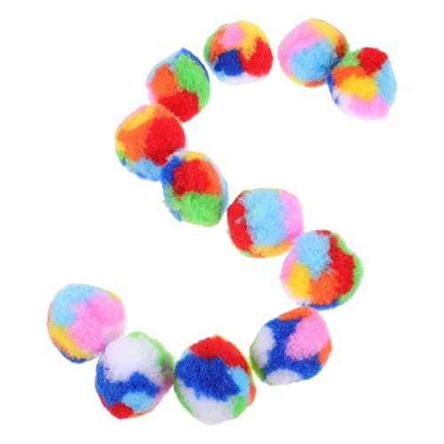 DECHOUS 20 Stück Regenbogen Katzenball Katzenspielzeug Puff Kätzchen Katzenspielzeug Bälle Sisal Bälle Für Katzen Garn Interaktives von DECHOUS