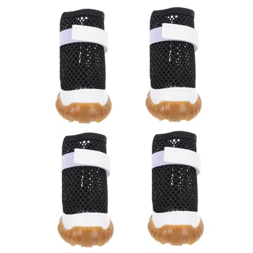 DECHOUS 4 Stück Atmungsaktive Leichte Hundeschuhe Sommerliche Pfotenschutz Socken für Kleine Hunde rutschfest und Bequem für Drinnen und Draußen Schwarz von DECHOUS