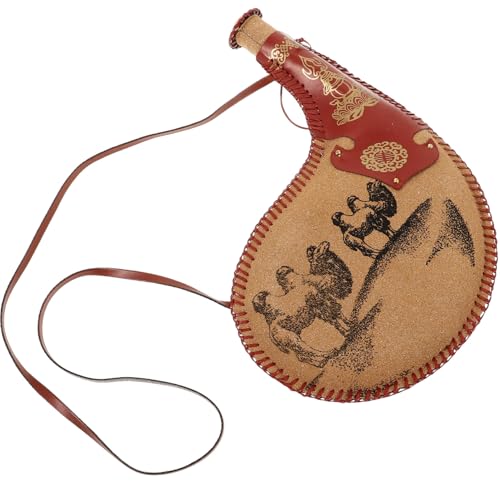 DECHOUS Antiker Wasserbeutel mit Schultergurt Traditioneller Wein Wassersack im Retro Design für Outdoor Reisen Tanzaufführungen und Familiengebrauch von DECHOUS