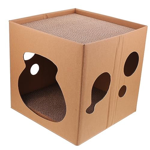 DECHOUS Doppelseitiges Katzenhaus aus Hochwertiger Wellpappe Langlebiges Kratzbrett und Gemütlicher Rückzugsort für Katzen und Kätzchen für Indoor Gebrauch DECHOUS Doppelseitiges Katzenhaus aus Hochwertiger Wellpappe Langlebiges Kratzbrett und Gemütlicher Rückzugsort für Katzen und Kätzchen für Indoor Gebrauch von DECHOUS