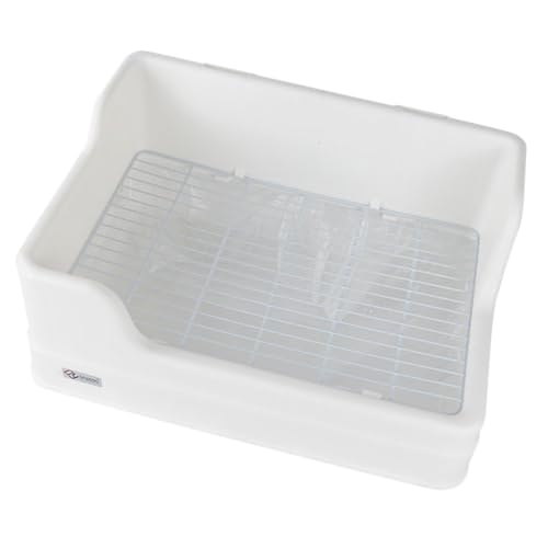 DECHOUS Große Kaninchentoilette mit Niedrigem Eingang Zweiteiliges Leicht zu Reinigendes Katzentoilette Design rutschfeste Kleintier Toilette für Kaninchen Meerschweinchen Hamster und von DECHOUS