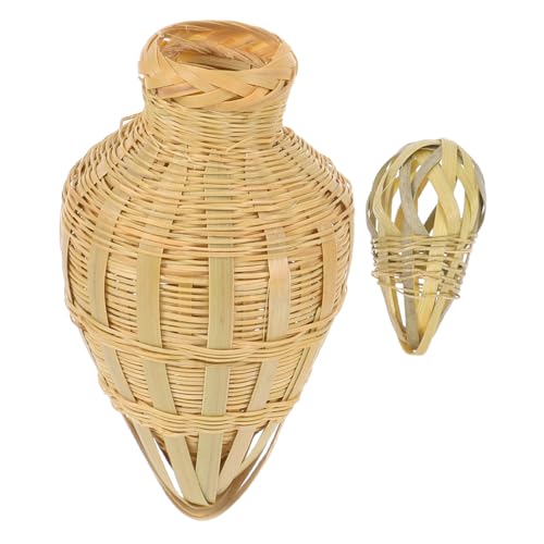 DECHOUS Haustierkäfig Cricketkäfig Hängenden Vogelkäfig Grillenkäfige Cricket-Container Schmetterlingskäfige Schmetterlingslebensraumkäfige Schmetterlingshausgehege Beige Bambus von DECHOUS