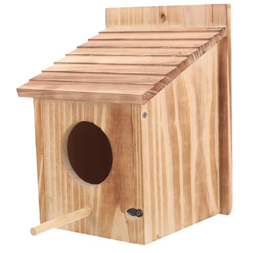 DECHOUS Holz Vogelhaus zum Aufhängen für Kleine Vögel Wetterfestes Futterhaus mit Schutz vor Regen und Wind für Garten Balkon Terrasse von DECHOUS
