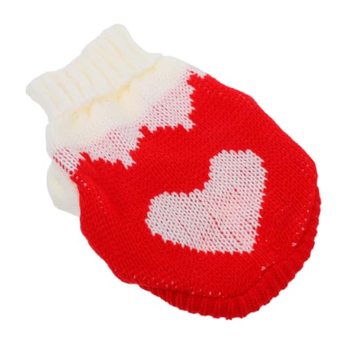 DECHOUS Hundepullover Valentinstag Warm Gestrickt mit Modischem Umschlagkragen für Kleine Hunde und Katzen Weiche Winterkleidung Strapazierfähiges Design Leicht zu Reinigen Vielseitige von DECHOUS