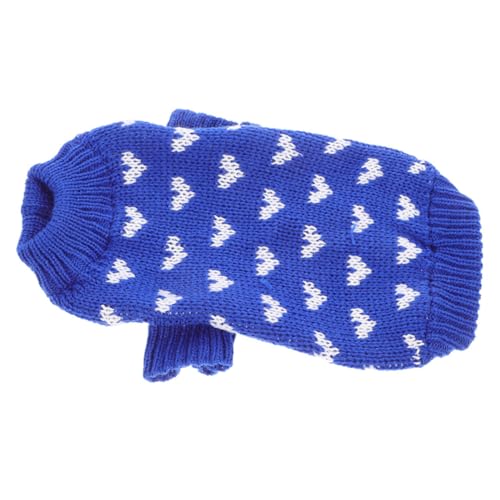 DECHOUS Hundepullover Winter Warm Strickpullover für Kleine Hunde Turtleneck Hundekleidung mit Herzmuster Hautfreundlich und Bequem Geeignet für Valentinstag Blau von DECHOUS