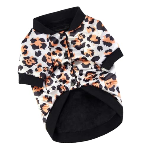 DECHOUS Leichter Hundemantel aus Baumwolle mit Modischem Leopardenmuster Warmes Hautfreundliches Welpenweste für Kleine Hunde Komfortabler Pull Stil für Herbst und Winter von DECHOUS