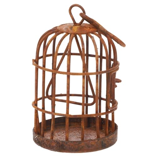 DECHOUS Miniatur Vogelkäfig Aus Eisen Rostige Optik Vintage Deko Für Puppenhaus Und Mini-gärten Für Wohnaccessoires Und Kreative Gestaltung von DECHOUS