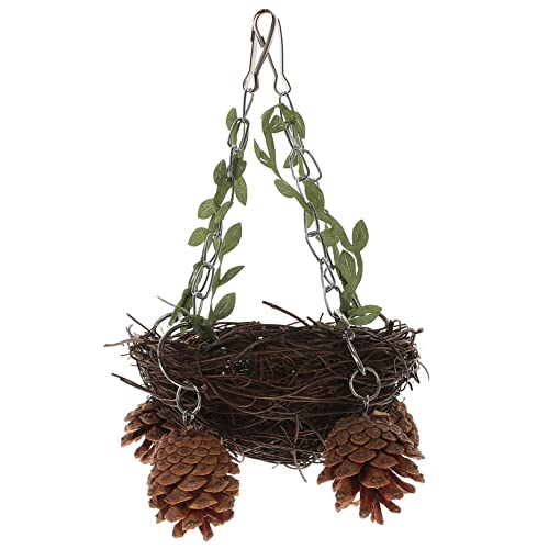 DECHOUS Natürlicher Rattan Vogelkäfig Nest für Kleine und Mittlere Papageien Sicheres und Stabiles Vogelspielzeug zur Stressreduktion und Futterstelle von DECHOUS
