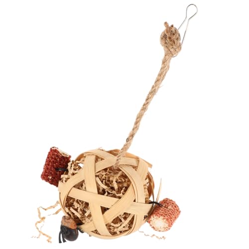 DECHOUS Parrot Hanging Bite Toy aus Natürlichem Geflochtenem Robustes Vogelspielzeug zum Kauen und Fördern der Beschäftigung für Papageien und Sittiche im Käfig von DECHOUS