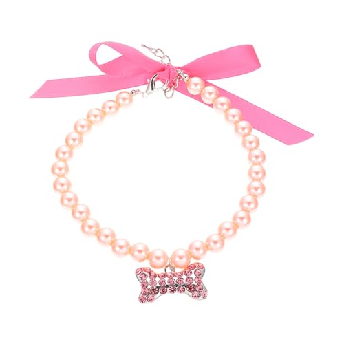 DECHOUS Perlenhalsband Hund Katze Verstellbar Schmuck für Kleine Hunde und Dekoratives Haustier mit Knochenanhänger für Festivalfeiern und Fotoshootings von DECHOUS