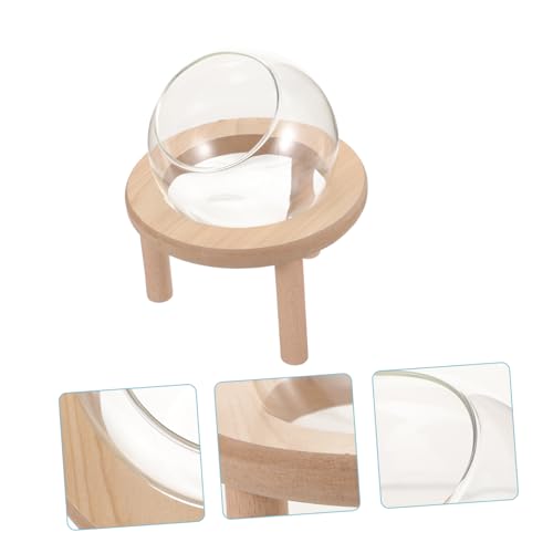 DECHOUS Transparente Hamster Badewanne aus Glas mit Holzsockel Kleine Sandbadewanne für Haushaltsnager Leicht zu Reinigen für Sandbäder Praktische Toilette für Hamster und Kleintiere von DECHOUS