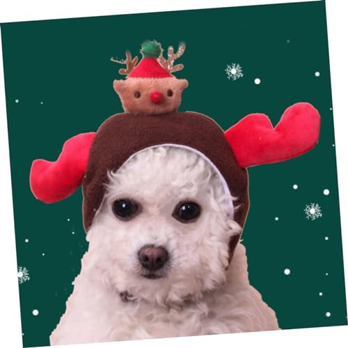 DECHOUS Weihnachtliches Haustier Kostüm Kopfstück Cosplay Hundehut für Kleine Katzen und Hunde Vielseitiger Bequemer Festtags Haustierkopfputz Geeignet für Fotoshooting und Party von DECHOUS