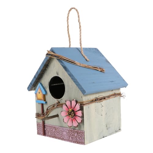 DECHOUS Wildvogelhaus aus Holz zum Aufhängen Wetterfestes Futterhäuschen für Garten und Terrasse Grünes Vogelhaus für Papageien und Wildvögel Dekoratives Brut und Futterhaus für Draußen von DECHOUS