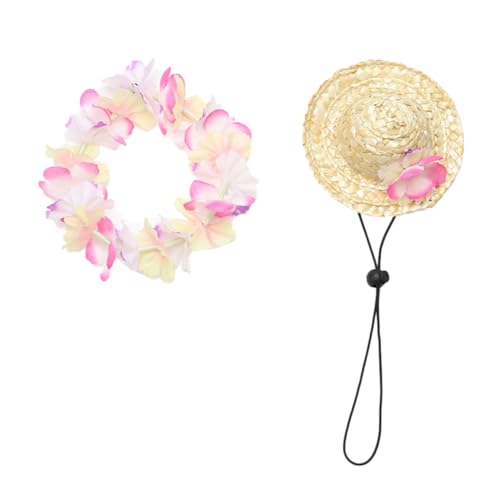 DECOMELODY 1satz Sommerliche Haustier-mütze Mit Blumenkranz Verstellbarer Sonnenhut Für Hunde Und Katzen Für Strandurlaub Partys Und Fotoshootings Teiliges von DECOMELODY