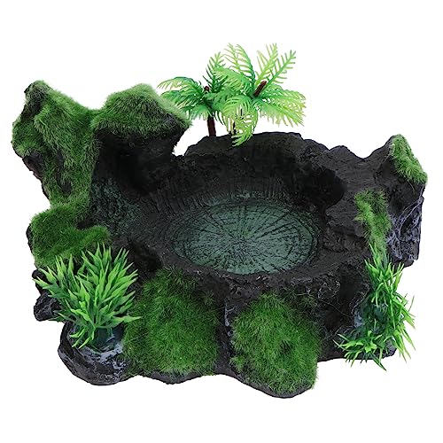 DECOMELODY 1 Stück Beflockung Stump Turtle Pot Lebensmitteldekor Reptilien Reptil Moos Futternapf Für Haustiere Fressbecken Für Haustiere Schildkröte Futterautomat Für Haustiere Schüssel Harz von DECOMELODY