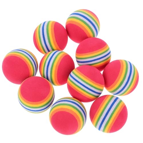 DECOMELODY 10 Stück Teiliges Eva Katzen und Hundespielzeug Schwimmende Regenbogenbälle in Zufälligen Farben Interaktives Kauspielzeug zur Beschäftigung und Training Leicht Zufällige Farbe von DECOMELODY