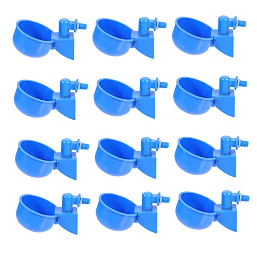 DECOMELODY 12 Stück Hühnerwasserschale Vogel Wasserbecher Automatischer Trinkbecher für Geflügel Wasserspender für Hühner Wasserbecher für Geflügel Zubehör Hühnerversorgung Plastik Blue von DECOMELODY