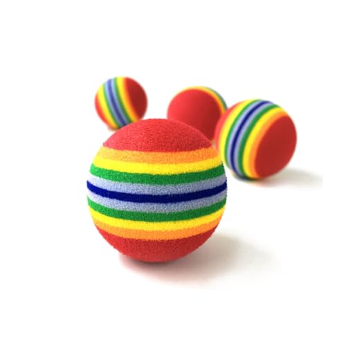 DECOMELODY 12 Stück Teiliges Pet Interactive Toys Eva Rainbow Ball Robustes Hundespielzeug für Training Kauen und Apportieren Farbintensiv Leicht und Langlebig für Welpen und Kleine Hunde von DECOMELODY