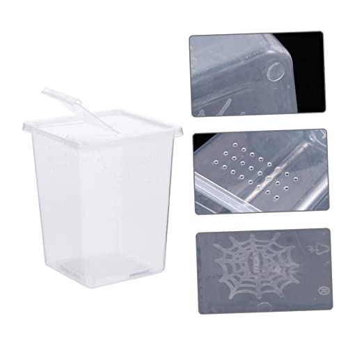 DECOMELODY 2 STÜCK Mini Reptilien Zuchtbox Transparent mit Belüftung und Doppelöffnung Geeignet für Kleine Schildkröten Eidechsen Spinnen und Frösche Praktische Futter und Wasserversorgung von DECOMELODY