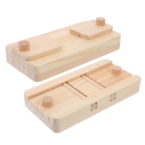 DECOMELODY 2 Stück Futterspielzeug aus Holz Hamster Tierpuzzle nager Hasen Labyrinth Ara lustiges zur Nahrungssuche Futterautomat für Haustiere Kiefernholz Beige von DECOMELODY