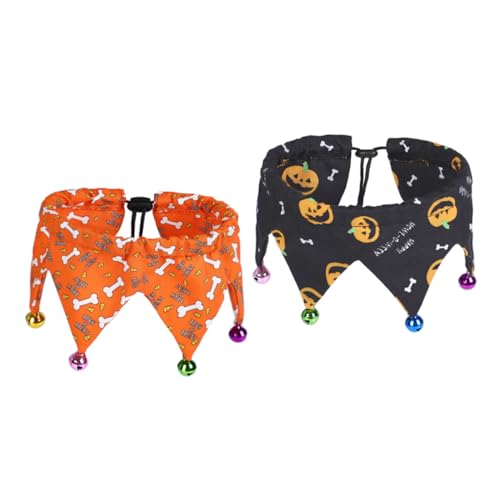 DECOMELODY 2 Stück Halloween Haustierhalsband mit Glöckchen Verstellbar für Hunde Katzen Welpen Komfortabel Leicht Atmungsaktiv Polyester Für Halsumfang Festliche Dekoration von DECOMELODY