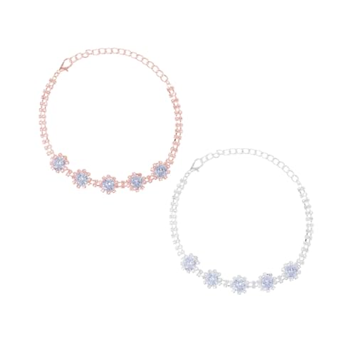 DECOMELODY 2 Stück Haustier mit Charms Verstellbares Schmuckhalsband für Hunde und in Silber und Roségold Komfortabel und Modisch für Welpen und Kätzchen von DECOMELODY