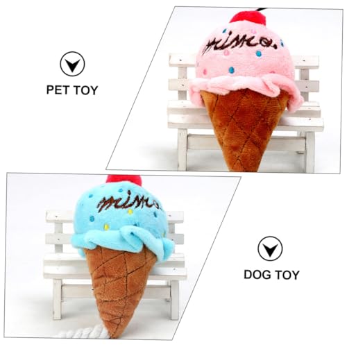 DECOMELODY 2 Stück Hundespielzeug Plüsch Eiscreme mit Quietschfunktion Kuscheliges Welpen Kuscheltier Robustes Haustierspielzeug für Kauen Blau von DECOMELODY