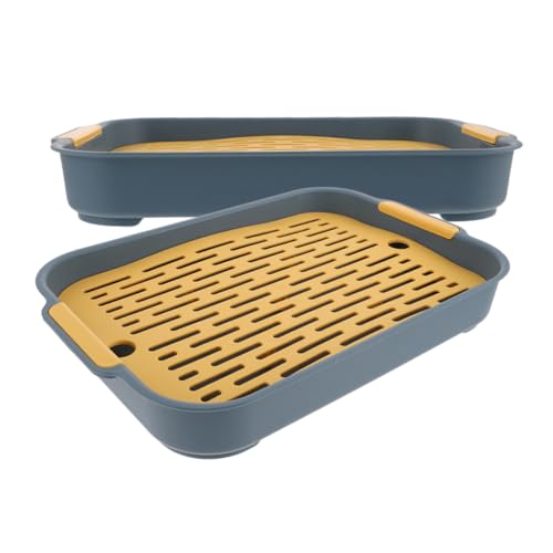 DECOMELODY 2 Stück Kaninchen Toilettenbox Rechteckige Kleintier Toilette mit Rutschfester Gitterbasis für Zwergkaninchen Meerschweinchen Hamster und Frettchen Langlebig und Leicht zu von DECOMELODY