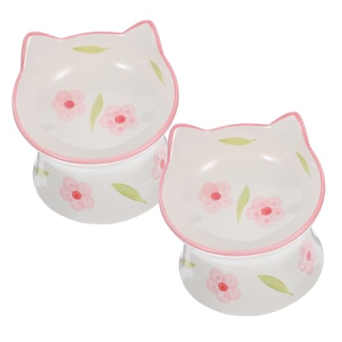 DECOMELODY 2 Stück Keramik Katzennapf Erhöht Ergonomisch Schräg Große Futter und Wasserschale Spülmaschinenfest rutschfest für Katzen und Welpen Sicher und Leicht zu Reinigen von DECOMELODY