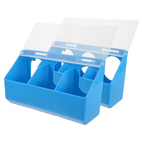 DECOMELODY 2 Stück Mehrzweck Tauben Futterbox mit Deckel Separate Fächer für Futter Wasser und Grit Kunststoff Vogelfutterstation für Quails und Tauben Schützende Abdeckung Effizientes von DECOMELODY