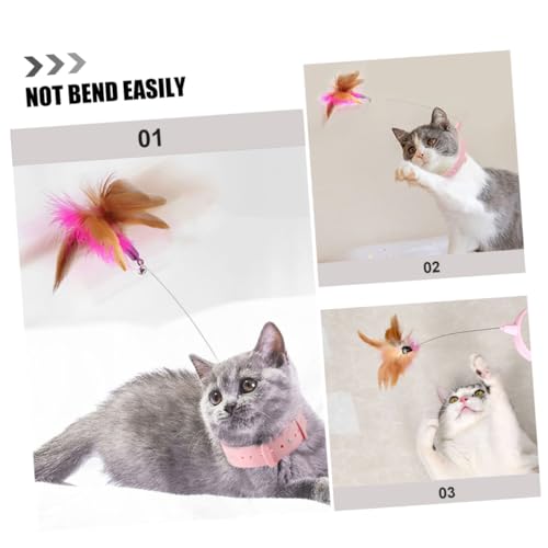 DECOMELODY 2 Stück Multifunktionales Katzenhalsband Weichem und Federn Interaktiver Katzenspielstab für Drinnen Leichtes Sich Selbst Beschäftigendes Katzenhalsband zur Spiel von DECOMELODY