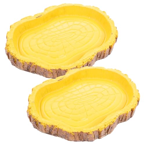 DECOMELODY 2 Stück Reptilien Futter und Wasserschale aus Robustem Harz mit Natürlichem Baum Design Multifunktionales Futternapf Zubehör für Schildkröten und Terrarientiere Langlebig und von DECOMELODY