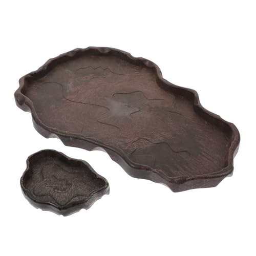 DECOMELODY 2 Stück Teiliges Reptilien Futter Wassernapf aus Hochwertigem Harz Stabiler Stand mit Ausbruchsicherer Kante Natürliche Farbgebung zur Futterannahme für Schildkröten Eidechsen von DECOMELODY