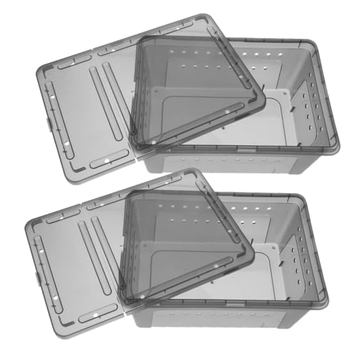 DECOMELODY 2Er-Packung Spinnen-Terrarium Terrarium zubehör Container Reptil Schneckengehege praktischer Futterbehälter kreativer Futterkorb Futterbehälter füttern Eidechsenbecken Plastik Grey von DECOMELODY