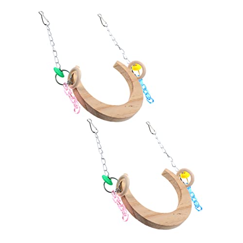 DECOMELODY 2stücke Holzparakeet Schaukel Spielzeug Mondform Parrot Swing Für Vögel Sicher Und Stabil Fördert Balance Und Koordination Für Vogelkäfige von DECOMELODY